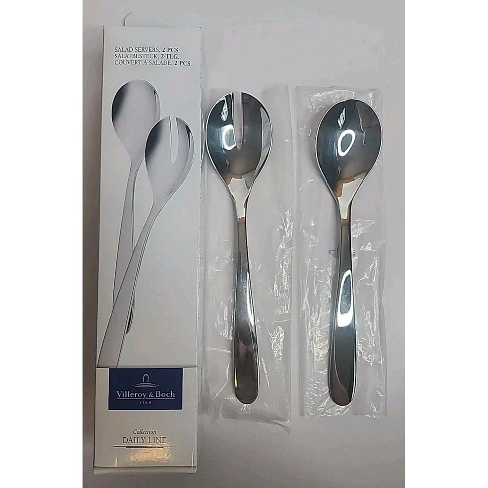 Villeroy & Boch Daily Line Collection Sald Servers 2 Pc Set 18/10 Stainless NIB